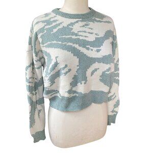 William Rast Crop Sweater Green Chenille Artsy Coastal Granddaughter Abstract-M